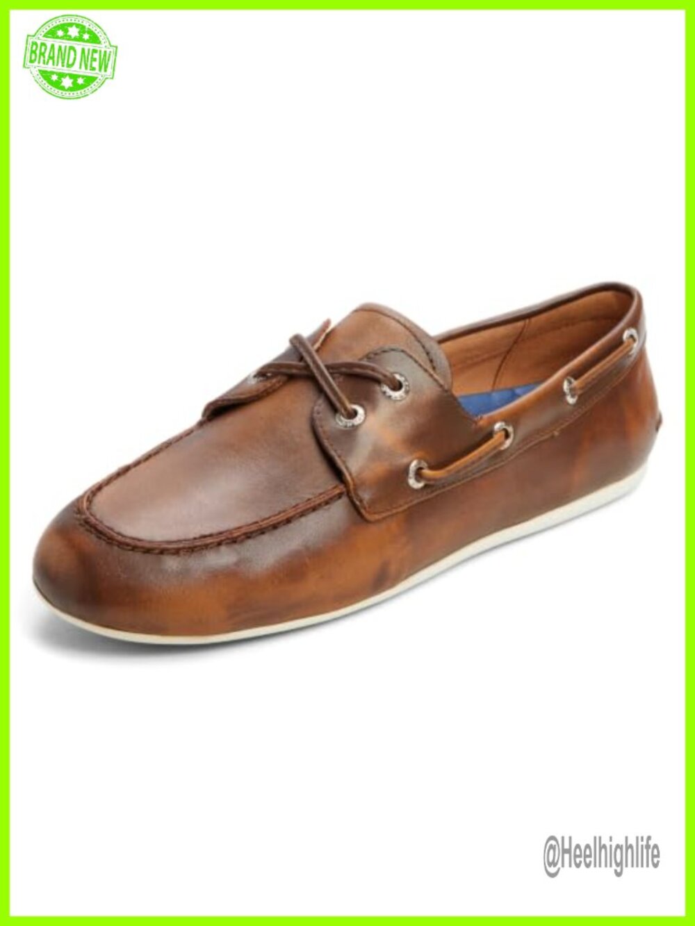 Slimboat Leather Boat Shoe 360° Lacing Non-Slip Pull-On Casual